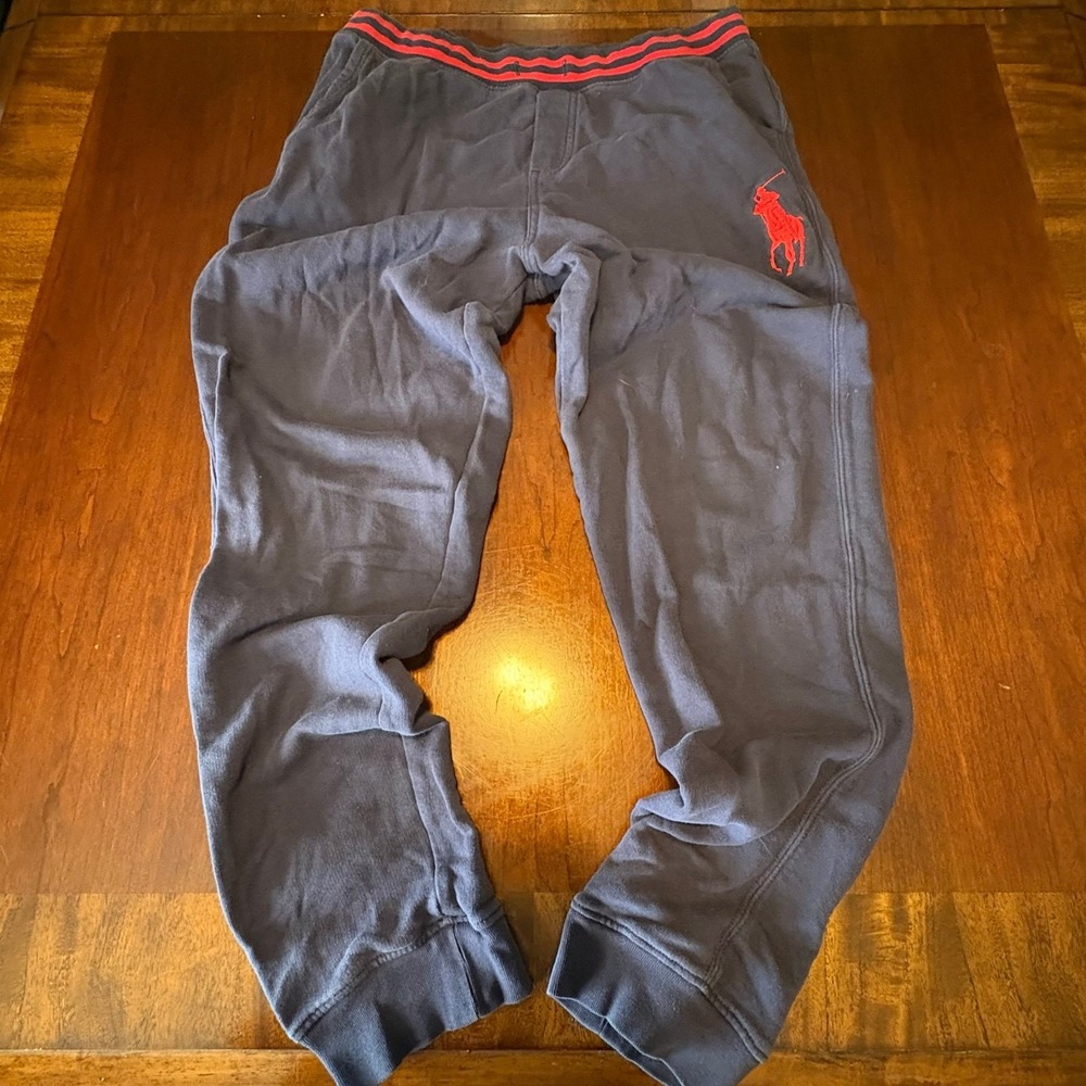 Polo Ralph Lauren Navy Sweatpants Red Pony Logo‎ Joggers Athletic